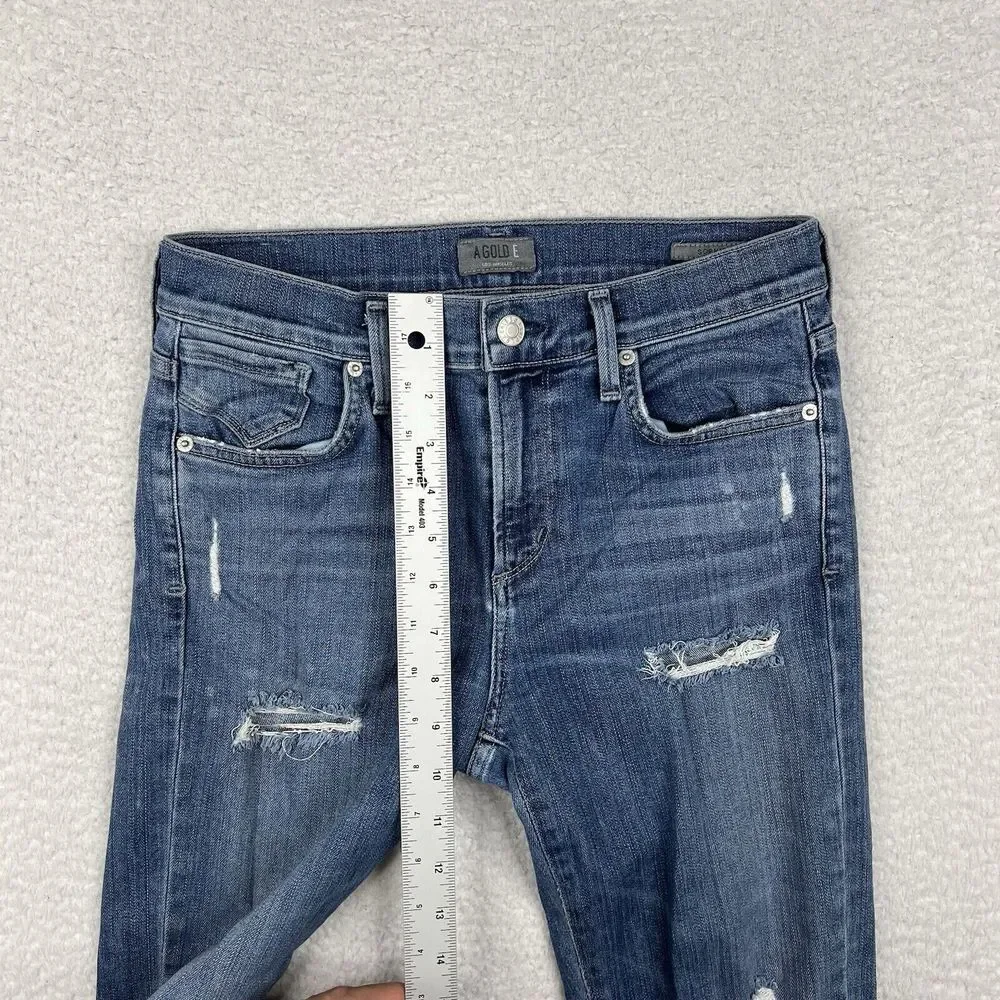AGOLDE Jeans Womens 27 Blue Medium‎ Wash Sophie Skinny Stretch Distressed Denim
